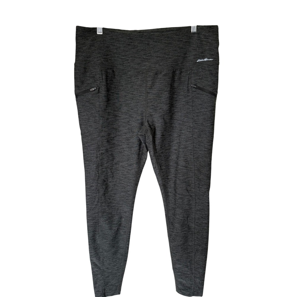 Eddie Bauer Leggings Women XL Charcoal Gray Excellent High Rise Zip Pockets